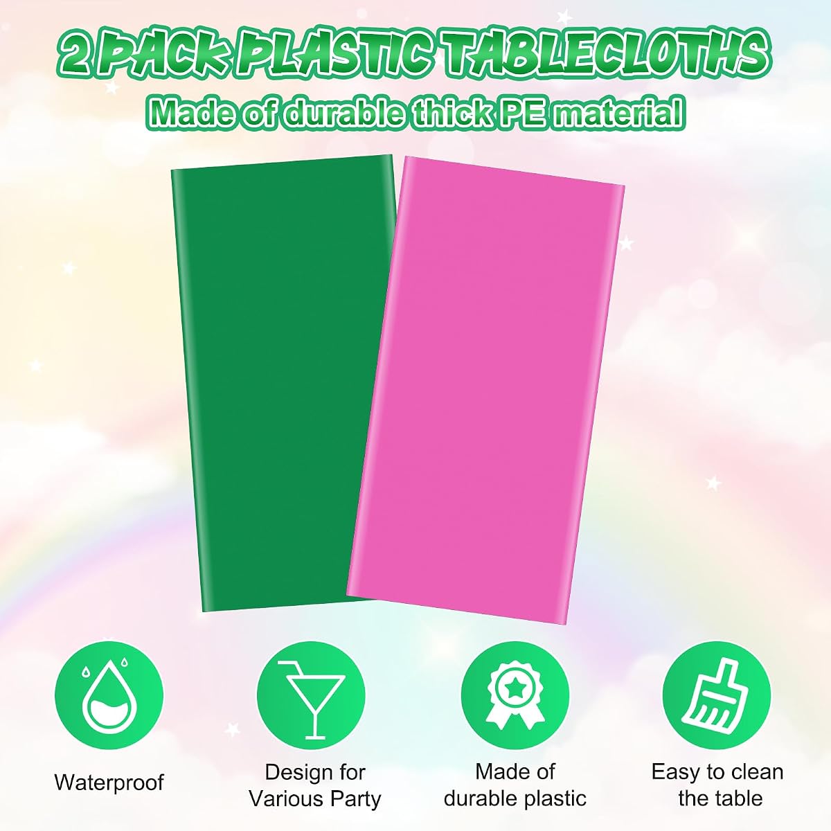 Witch Pink and Green Rectangle Tablecloth, 2 pack view 3