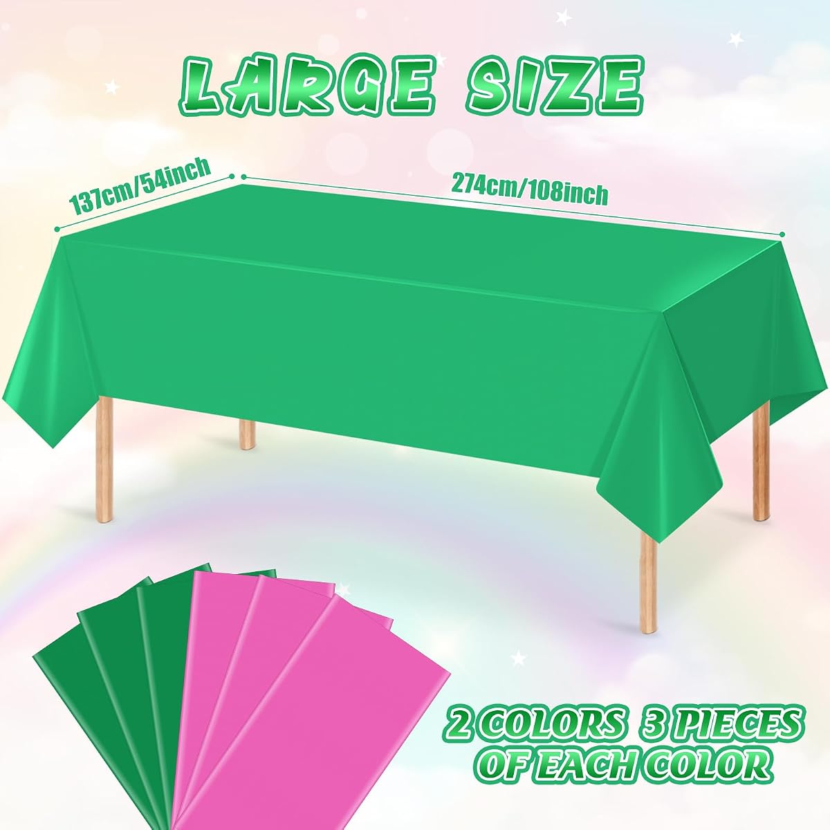 Witch Pink and Green Rectangle Tablecloth, 6 pack view 2
