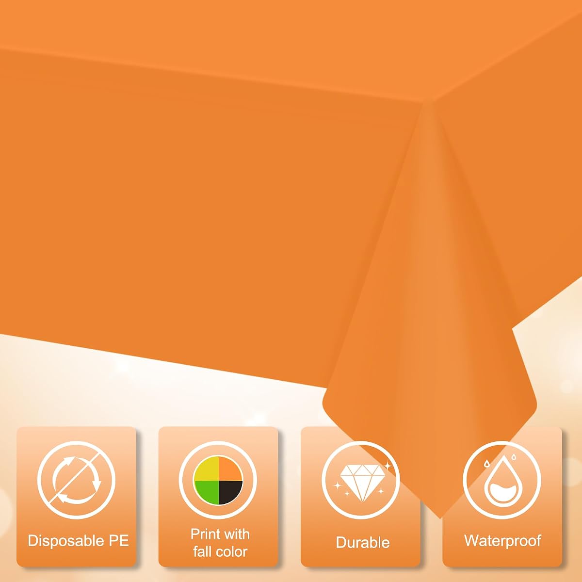 Yellow and Orange Rectangle Tablecloth, 54 x 108 inch, 4 pack view 3
