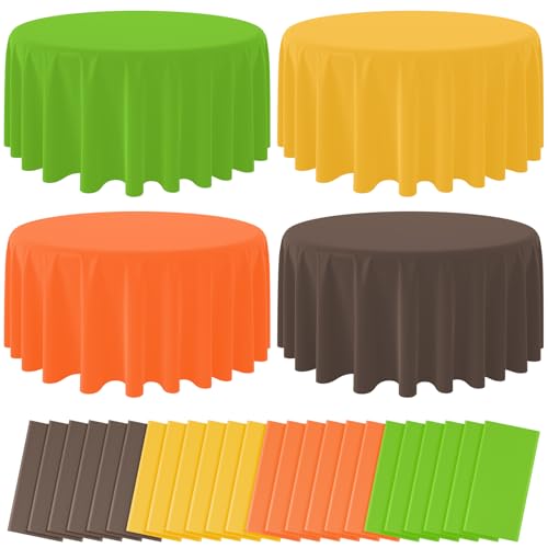 Yellow and Orange Round Tablecloth, 84 inch round, 24 pack