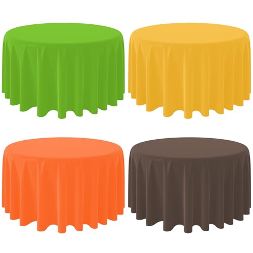 Yellow and Orange Round Tablecloth, 84 inch round, 4 pack